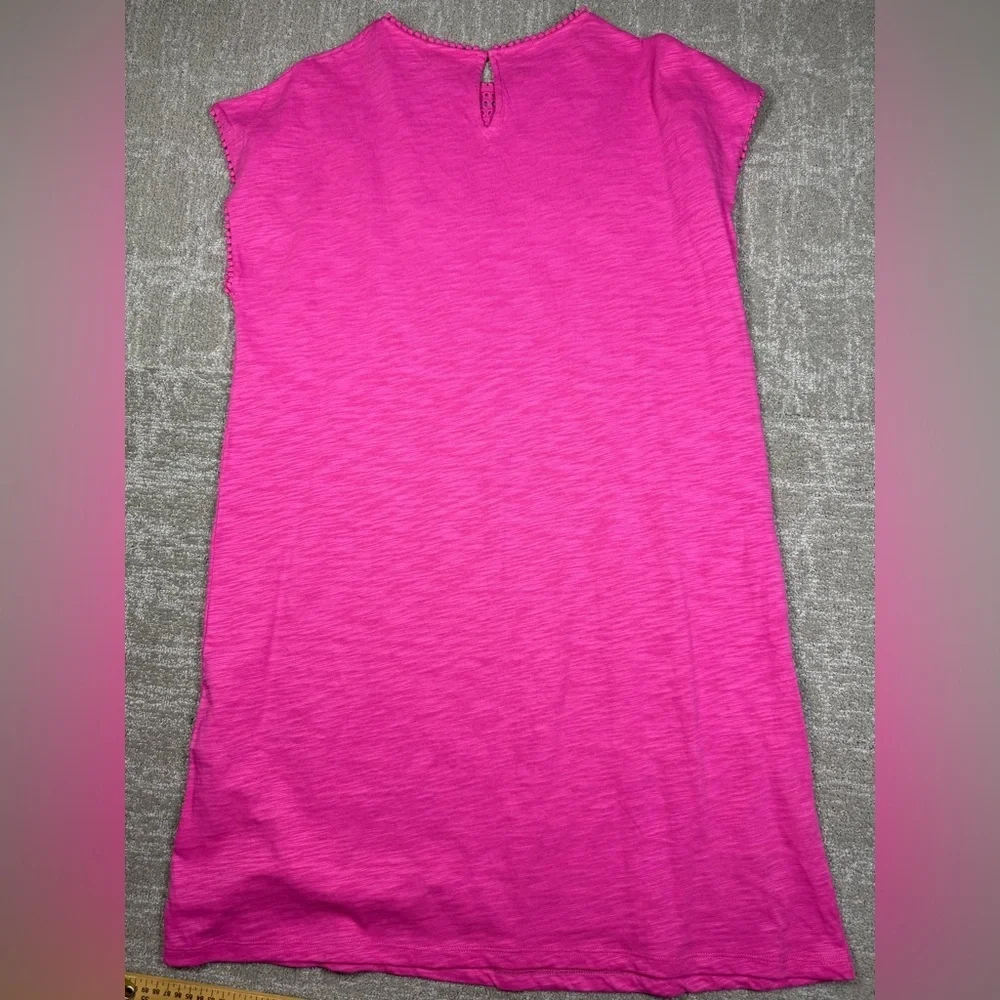 Boden Cutwork Hot Pink Shirt Dress Eyelet Short Sleeve Dress Size 10 - Picture 8 of 8